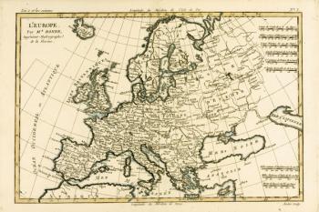 Europe, from 'Atlas de Toutes les Parties Connues du Globe Terrestre' by Guillaume Raynal (1713-96) published Geneva, 1780 (coloured engraving) | Obraz na stenu