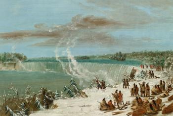 Portage Around the Falls of Niagara at Table Rock, 1847- 48 (oil on canvas) | Obraz na stenu