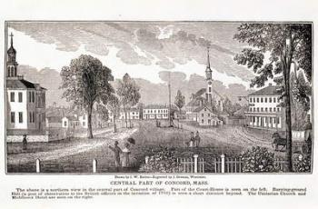 Central part of Concord, from 'Historical Collections of Massachusetts', by John Warner Barber, engraved by J. Downes, 1839 (engraving) | Obraz na stenu