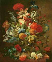 Flower Still Life with Bird Nest (oil on canvas) | Obraz na stenu