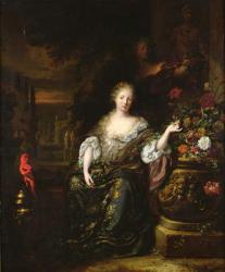 Woman sitting in a park, 1688 (oil on canvas) | Obraz na stenu
