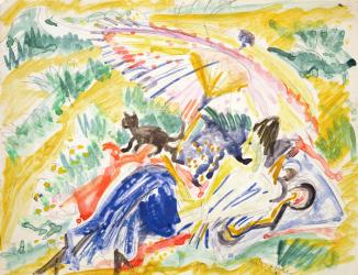 Sunbathing, 1919 (w/c over pencil on paper) | Obraz na stenu