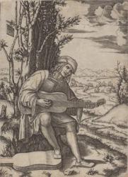 The Guitar Player (engraving) | Obraz na stenu