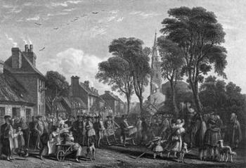 Tarbolton, Procession of St.James' Lodge, 1846 (engraving) (b/w photo) | Obraz na stenu