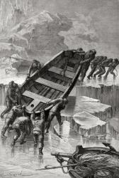The crew of the Hansa transporting the boats to open water and escaping from the pack ice during the second German North Polar Expedition of 1869. | Obraz na stenu
