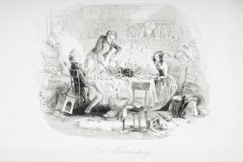 Our Housekeeping, illustration from 'David Copperfield' by Charles Dickens (1812-70) first published 1850 (litho) | Obraz na stenu