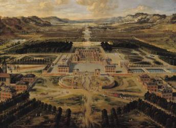 Perspective view of the Chateau, Gardens and Park of Versailles seen from the Avenue de Paris, 1668 (oil on canvas) | Obraz na stenu
