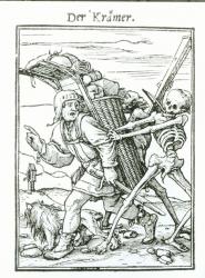 Death and the Pedlar, from 'The Dance of Death', engraved by Hans Luutzelburger, c.1538 (woodcut) (b/w photo) | Obraz na stenu