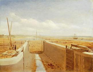 Canal under Construction, possibly the Bude Canal, c.1840 (oil on canvas) | Obraz na stenu