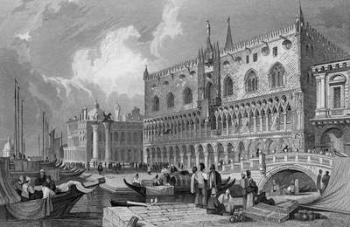 The Grand Canal and Doge's Palace, Venice, engraved by Charles Westwood, 1844 (engraving) | Obraz na stenu