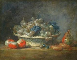 Still life: grape basket with three apples, a pear and two marzipans, 1764 (oil on canvas) | Obraz na stenu