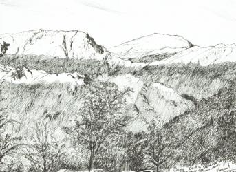 Dove Crag at Sunrise, 2003, (Ink on paper) | Obraz na stenu