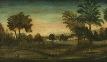 Landscape with Buildings, late 18th century (oil on wood) | Obraz na stenu