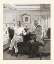 Admiral Dewey, left and General Merritt, right, in Admiral Dewey's cabin on the flag ship Olympia during the Spanish-American War of 1898. | Obraz na stenu