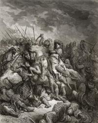 Richard I (1157-99) the Lionheart in battle at Arsuf in 1191, illustration from 'Bibliotheque des Croisades' by J-F. Michaud, 1877 (litho) | Obraz na stenu