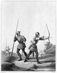 Free archers during the reign of Louis XI (1461-83) (litho) (b/w photo) | Obraz na stenu