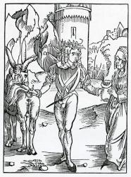 Of yonge folys that take olde wymen to theyr wyues, for theyr ryches, illustration from Alexander Barclay's English translation of 'The Ship of Fools', from an edition published in 1874 (engraving) | Obraz na stenu