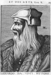 Portrait of Leonardo da Vinci (1452-1519) (engraving) (b/w photo) | Obraz na stenu