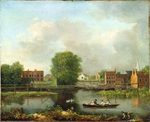 A River Landscape, possibly a View from the West End of Rochester Bridge, 1800-10 (oil on canvas) | Obraz na stenu