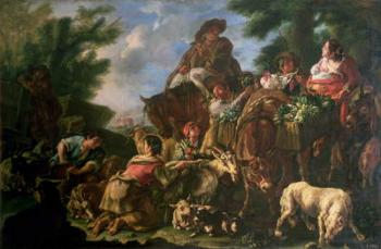 Group of shepherds with a horse | Obraz na stenu