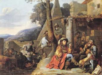 Bohemians and Soldiers at Rest (oil on canvas) | Obraz na stenu