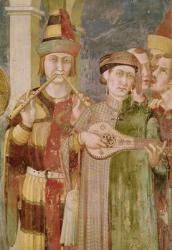 Detail of musicians from the Life of St. Martin, c.1326 (fresco) | Obraz na stenu