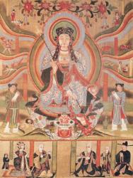 Buddhist banner depicting Dizang and the Six Roads to Rebirth, from Dunhuang (painting on silk) | Obraz na stenu