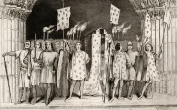 The dead infant Jean I (1316) the Posthumous proclaimed King at his funeral, from 'Histoire de France' by Colart, published c.1840 (engraving) | Obraz na stenu