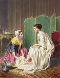 Maid Washing her Mistress' Feet (coloured print) | Obraz na stenu