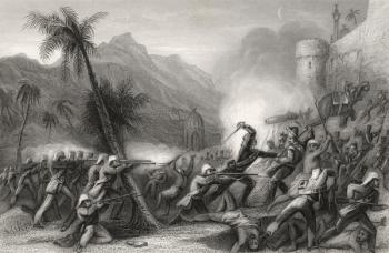 Repelling a sortie before Delhi, from 'The History of the Indian Mutiny', published in 1858 (engraving) | Obraz na stenu