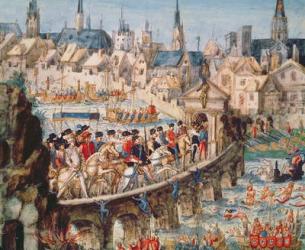 The Royal Entry Festival of Henri II (1519-59) into Rouen, 1st October 1550 (pen & ink and w/c on paper) | Obraz na stenu