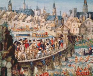 The Royal Entry Festival of Henri II (1519-59) into Rouen, 1st October 1550 (pen & ink and w/c on paper) | Obraz na stenu