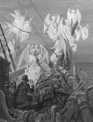The mariner sees the band of angelic spirits, scene from 'The Rime of the Ancient Mariner' by S.T. Coleridge, published by Harper & Brothers, New York, 1876 (wood engraving) | Obraz na stenu