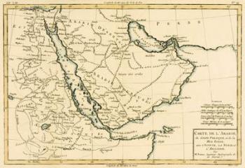 Arabia, the Persian Gulf and the Red Sea, with Egypt, Nubia and Abyssinia, from 'Atlas de Toutes les Parties Connues du Globe Terrestre' by Guillaume Raynal (1713-96) published Geneva, 1780 (coloured engraving) | Obraz na stenu