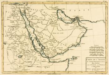 Arabia, the Persian Gulf and the Red Sea, with Egypt, Nubia and Abyssinia, from 'Atlas de Toutes les Parties Connues du Globe Terrestre' by Guillaume Raynal (1713-96) published Geneva, 1780 (coloured engraving) | Obraz na stenu