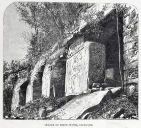 Temple of Inscriptions, Palenque, from 'The Ancient Cities of the New World', by Claude-Joseph-Desire Charnay, pub. 1887 (engraving) | Obraz na stenu