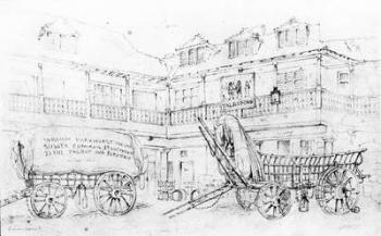 Inn Yard of the Talbot Inn, Southwark, 1810 (pencil on paper) | Obraz na stenu