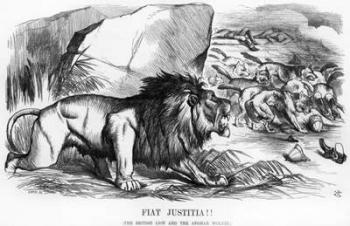 Fiat Justitia! The British Lion and the Afghan Wolves, cartoon from 'Punch' Magazine, 20th September 1879 (litho) | Obraz na stenu