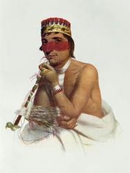 Wa-Em-Boesh-Kaa, a Chippeway Chief from Sandy Lake, 1826, illustration from 'The Indian Tribes of North America, Vol.1', by Thomas L. McKenney and James Hall, pub. by John Grant (colour litho) | Obraz na stenu