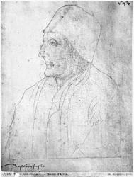 Ms 266 fol.278 Maitre Jean Froissart (1333-1400/01) from 'The Recueil d'Arras' (red chalk on paper) (b/w photo) | Obraz na stenu