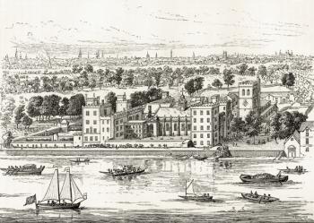 Lambeth Palace from the Thames, from 'London Pictures: Drawn with Pen and Pencil', by Rev. Richard Lovett, published 1890 (litho) | Obraz na stenu