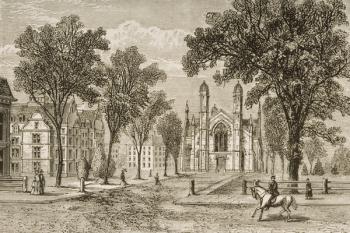 Gore Hall, Harvard University in c.1870, from 'American Pictures' published by the Religious Tract Society, 1876 (engraving) | Obraz na stenu