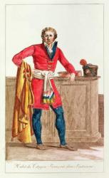 Civilian costume for a French citizen for indoors, engraved by Vivant Dominique Denon (coloured engraving) | Obraz na stenu