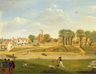 The Old Parish Church and Village, Hampton-on-Thames, Middlesex (oil on panel) | Obraz na stenu