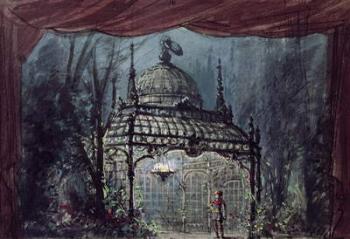 Set design for 'The Magic Flute' by Wolfgang Amadeus Mozart (1756-91) (w/c on paper) | Obraz na stenu