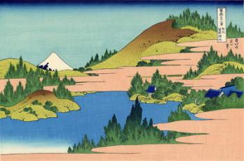 The lake of Hakone in the Segami province, c.1830 (woodblock print) | Obraz na stenu