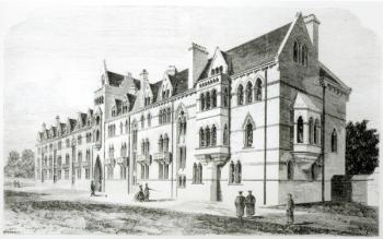 The Meadow Buildings, Christ Church, Oxford (engraving) (b/w photo) | Obraz na stenu