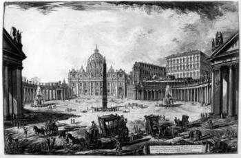 View of St Peter's Basilica and Piazza, from the 'Views of Rome' series, c.1760 (etching) | Obraz na stenu