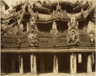 Monastery or Pagoda, detail, probably Mandalay, late 19th century (albumen print) (b/w photo) | Obraz na stenu