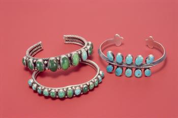 Navajo bracelets (silver and turquoise) | Obraz na stenu